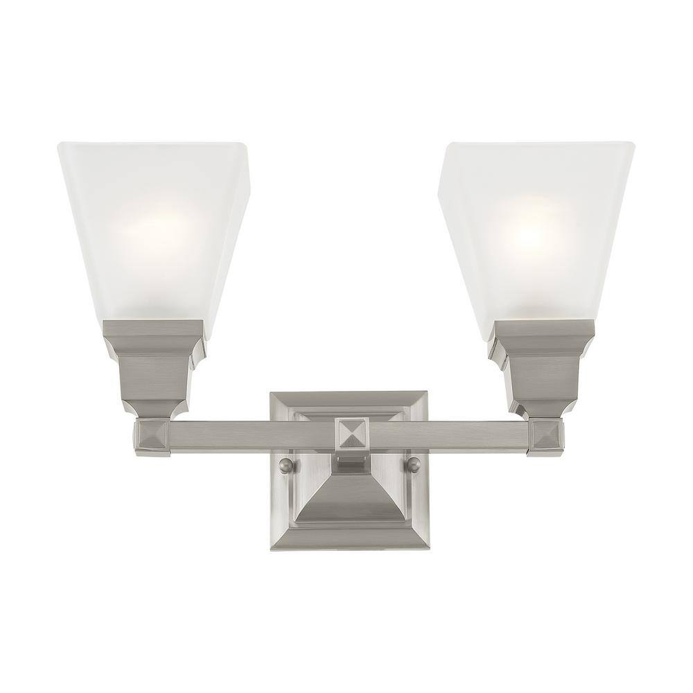 Elegant Brushed Nickel 2-Light Vanity with Frosted Satin Glass