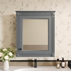 24 in. W x 7.13 in. D x 27.76 in. H Wall Mounted Bathroom Storage Wall Cabinet with Mirror in Gray