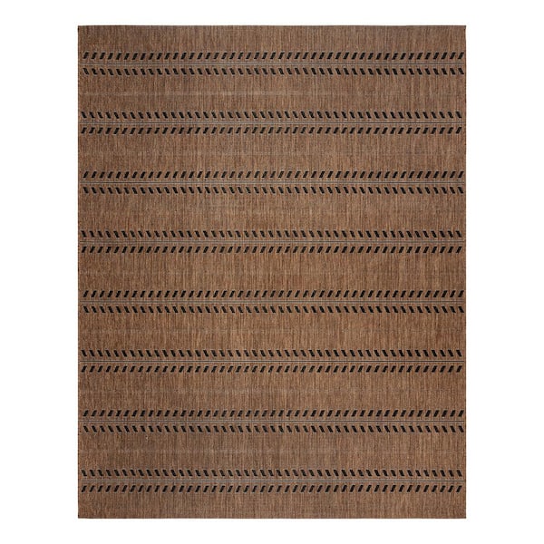 Paseo Moran Stripe Havana/Black 8 ft. x 10 ft. Striped Indoor/Outdoor Area Rug
