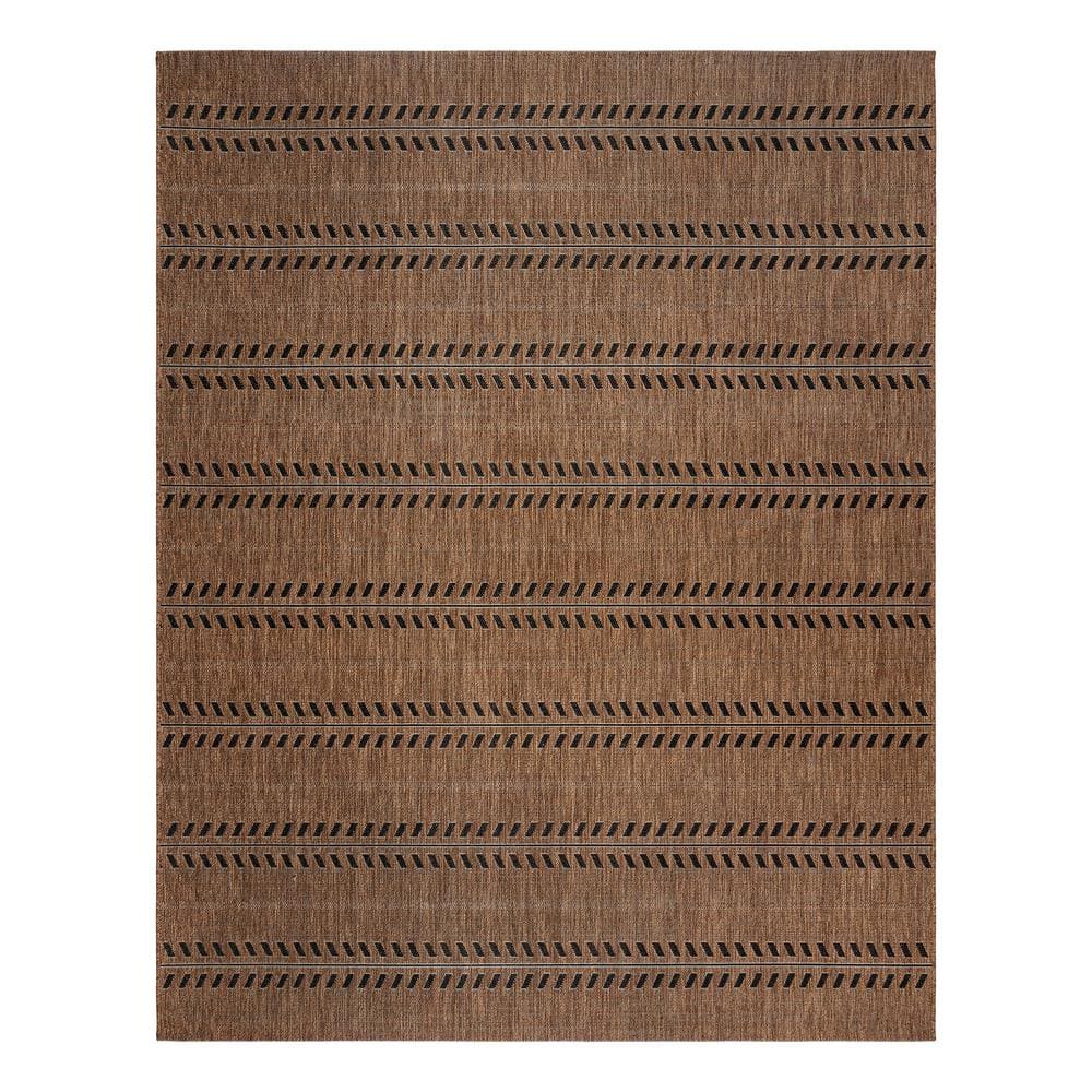 Gertmenian & Sons Paseo Moran Stripe Havana/Black 9 ft. x 13 ft. Striped Indoor/Outdoor Area Rug