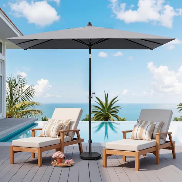Crestlive Products 9 ft. x 5 ft. Rectangular Patio Market Umbrella in Dark  Gray Tiltable Outdoor Table Umbrella with 55 lb. Wheeled Base CL-PU037TAN -  The Home Depot