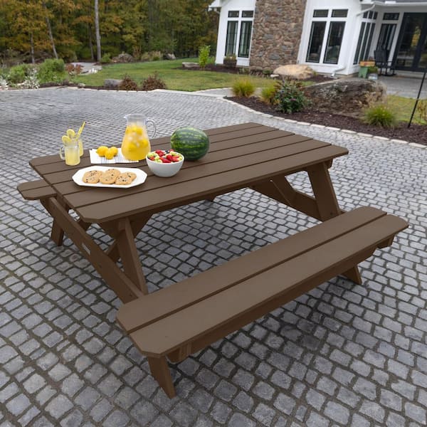 Highwood Hometown Weathered Acorn Rectangular Plastic Picnic Table