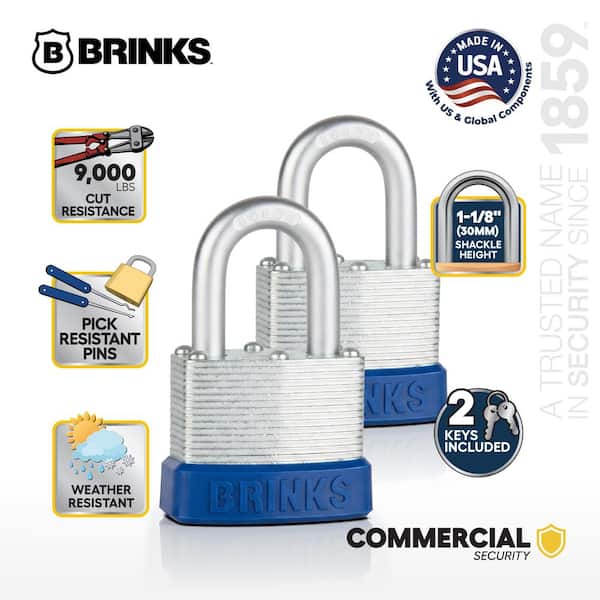 1-3/4 in. (44mm) Laminated Steel Keyed Padlock, 1-1/8 in. Shackle (2-Pack)