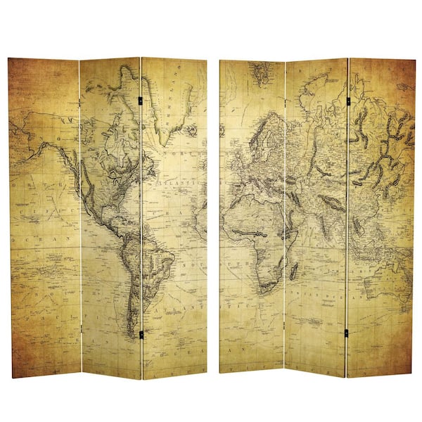 RED LANTERN World Map 6 ft. Printed 3-Panel Room Divider