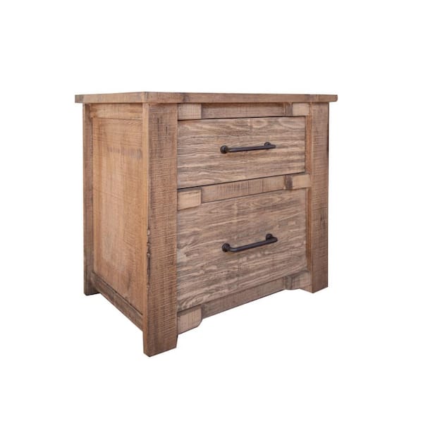 Benjara 27 in. Brown 2-Drawers Wooden Nightstand