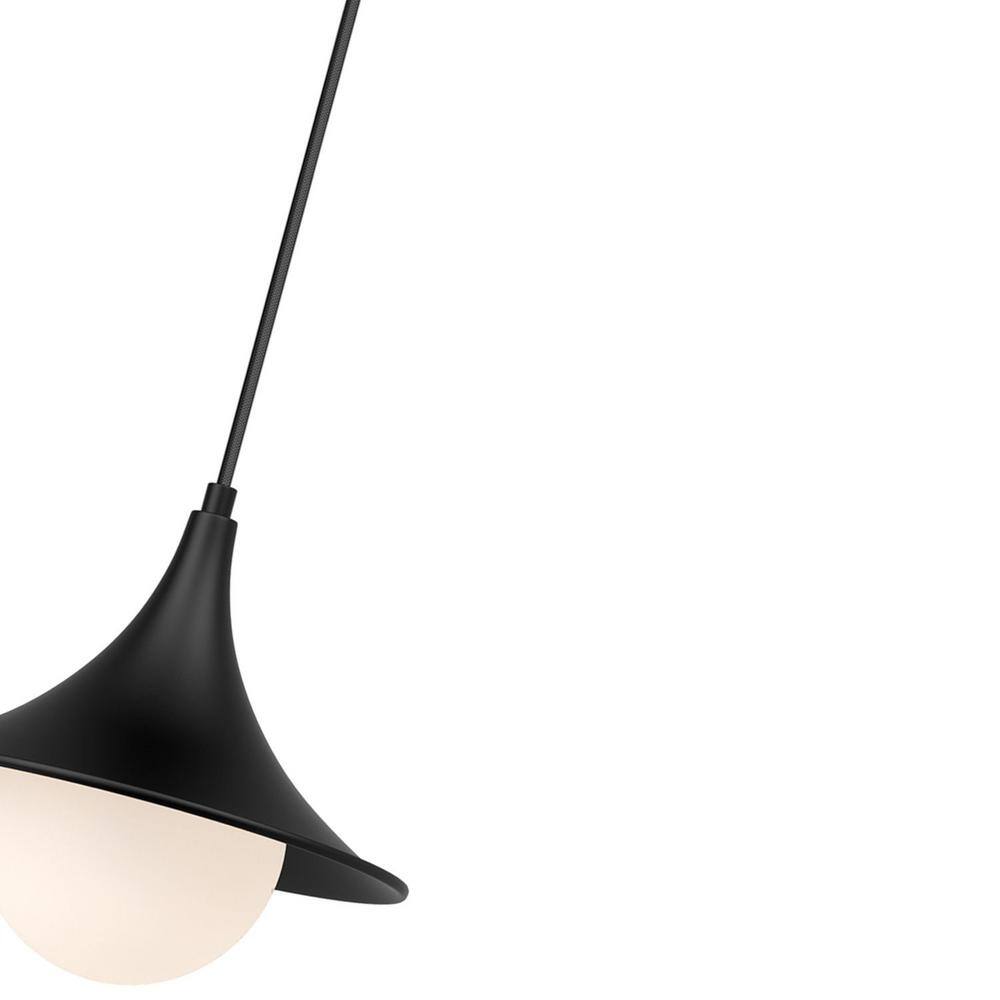 Fuji Mini Globe Pendant Light in Matte Black with Opal Glass