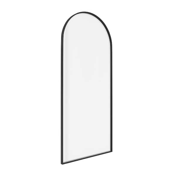 Boyel Living 34 in. W x 78 in. H Framed Fixed Shower Door Arched Shower Door in Matte Black with 3/8 in. (10mm) Clear Glass