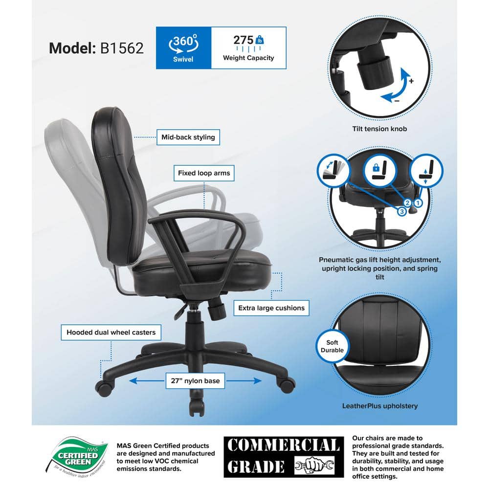 Black Ergonomic High Back Leather Office Chair