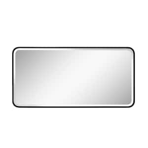 20 in. W x 40 in. H Rounded Rectangular Aluminum Framed Beveled Edge Wall Mounted Bathroom Vanity Mirror in Black