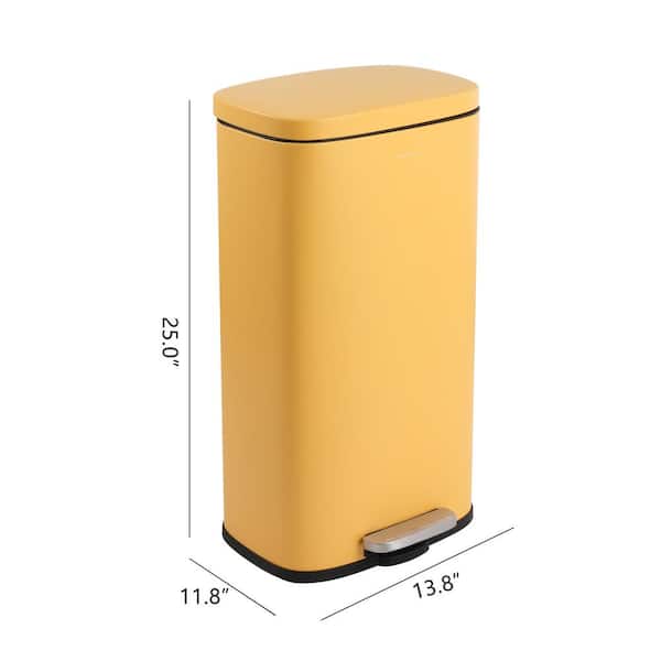 happimess Curtis 8 Gal. Daffodil Yellow Step-Open Trash Can