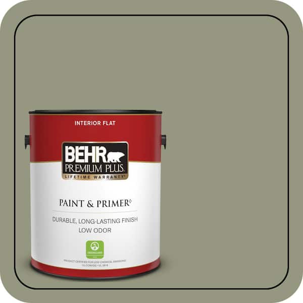 BEHR PREMIUM PLUS 1 gal. #S380-5 Milkweed Pod Flat Low Odor Interior Paint & Primer