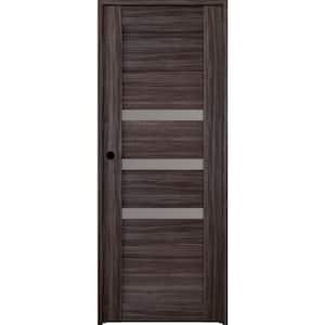 18 in. x 80 in. Right-Hand 3-Lite Frosted Glass Solid Core Dora Gray Oak Wood Composite Single Prehung Interior Door