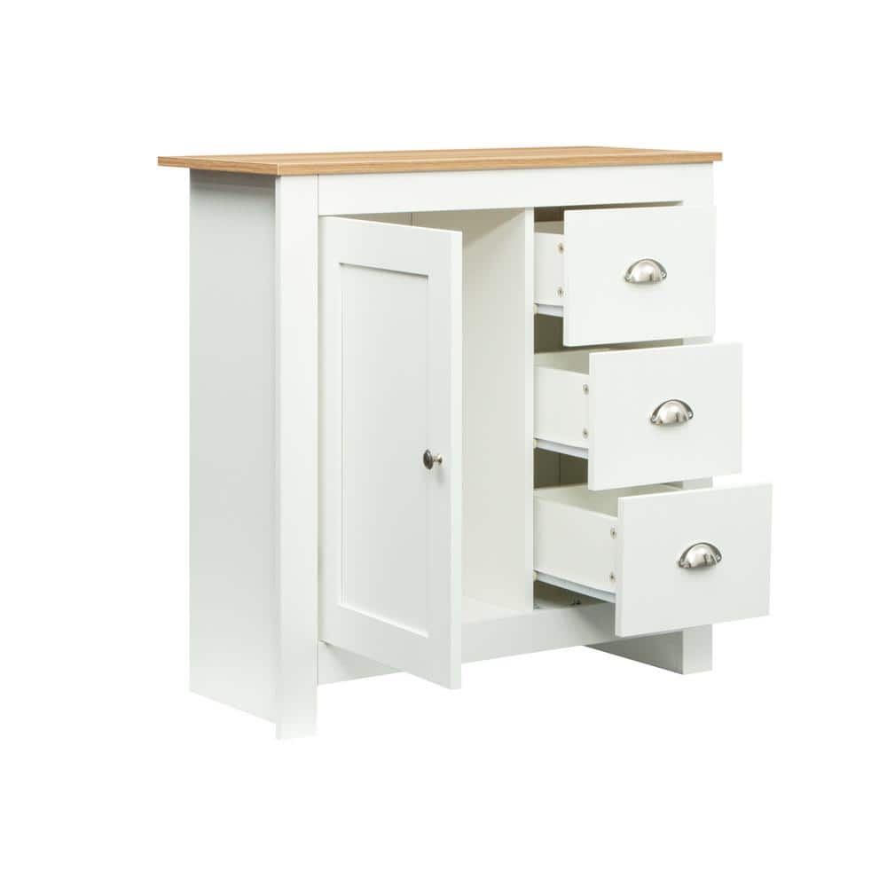 31.1 in. W x 13.78 in. D x 31.89 in. H Bathroom White Linen Cabinet