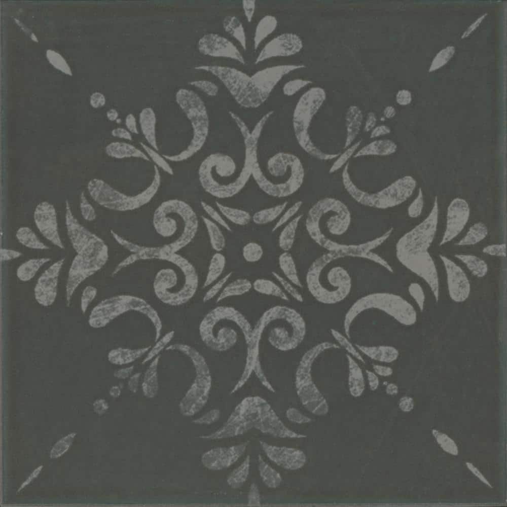 Marazzi Moroccan Concrete Charcoal 4 in. x 4 in. Glazed