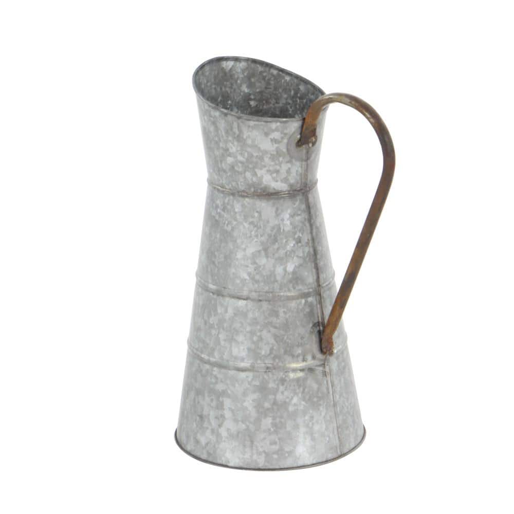 16" Gray Galvanized Metal Farmhouse Watering Jug Planter