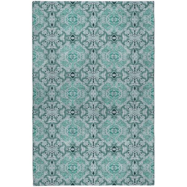 Dream Shag Premium Machine Washable Abstract ADS783 Teal 10 ft. x 14 ft. Area Rug