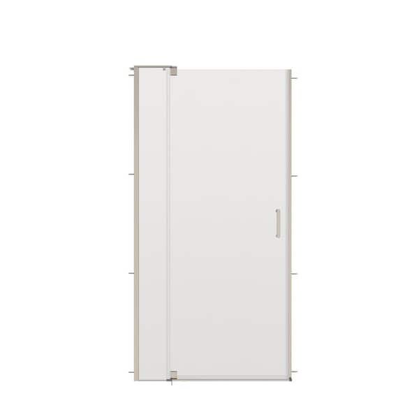 Wilder 30 in. to 36 in. Frameless Pivot Shower Door in Nickel with 1/4 in. (6mm) Tempered Clear Glass