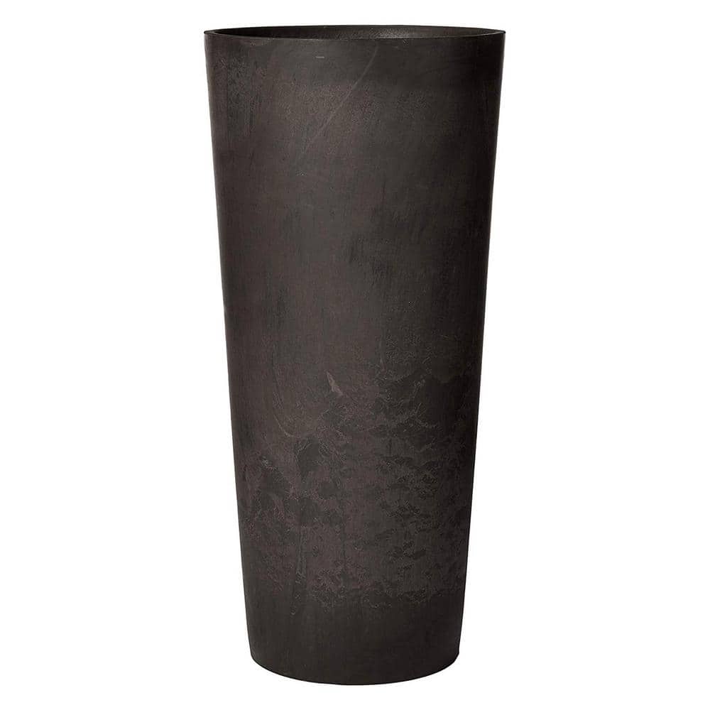 Tall Dark Charcoal Marble Round Indoor/Outdoor Planter