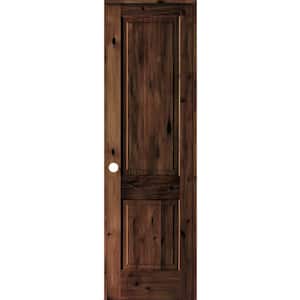 28 in. x 96 in. Rustic Knotty Alder Wood 2 Panel Right-Hand/Inswing Red Mahogany Stain Single Prehung Interior Door