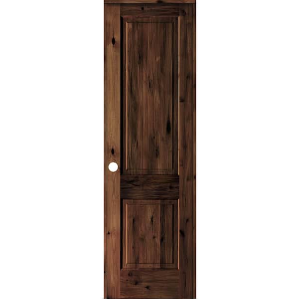 Krosswood Doors 28 in. x 96 in. Rustic Knotty Alder Wood 2 Panel Right-Hand/Inswing Red Mahogany Stain Single Prehung Interior Door