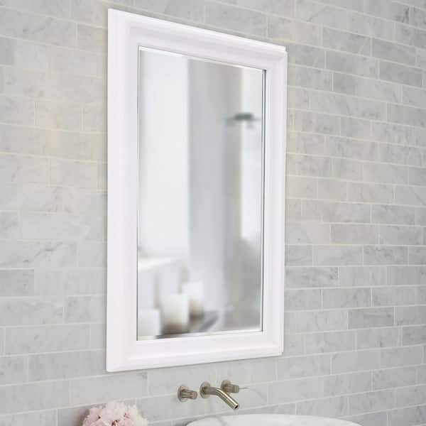 Medium Rectangle White Beveled Glass Classic Mirror (36 in. H x 24 in. W)