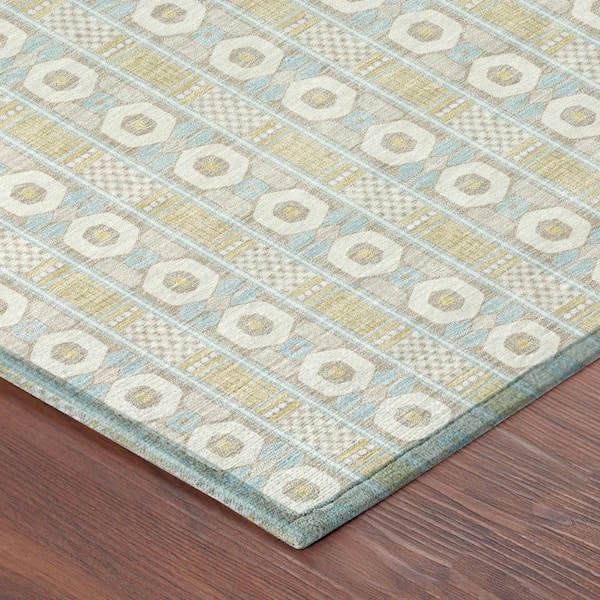 Chantille Machine Washable Indoor/Outdoor Abstract ACN2860 Ivory 5 ft. x 7 ft. 6 in. Area Rug