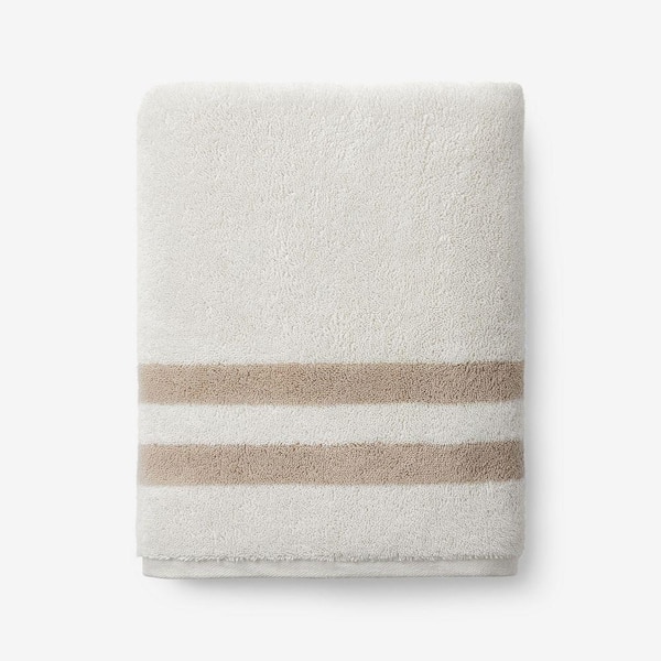 Legends Hotel Mirage Reversible Stripe Aegean Ecru Turkish Cotton Single Bath Towel