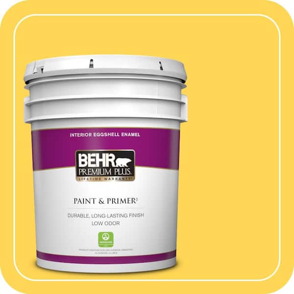 BEHR PREMIUM PLUS 5 gal. #P300-6 Buzz-in Eggshell Enamel Low Odor Interior Paint & Primer