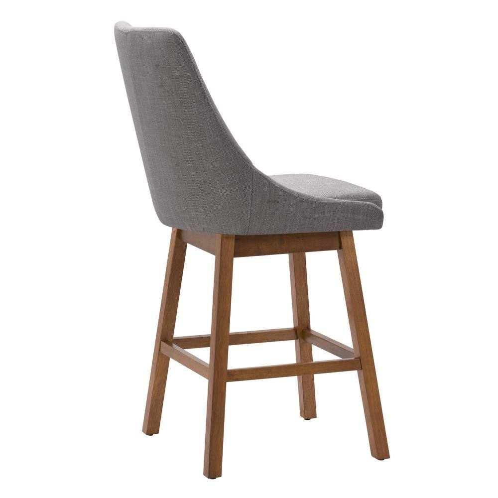 Boston High Back Light Gray Fabric Counter Barstools, Set of 2