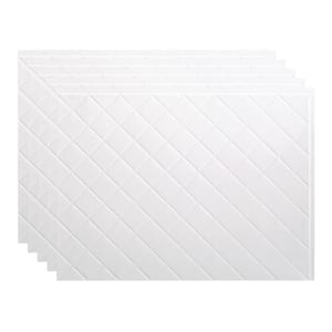 Quilted 18.25 in. x 24.25 in. Vinyl Backsplash Panel in Matte White (5-Pack)