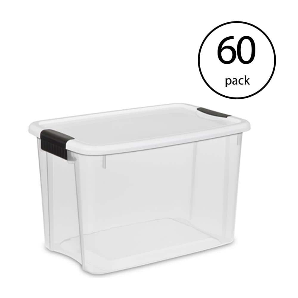 Sterilite 30 Qt. Ultra Latch Clear Storage Box With White Lid (60 Pack ...