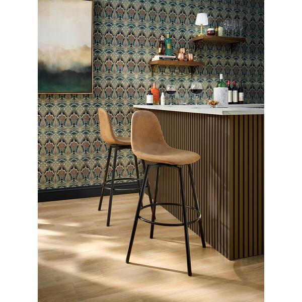 StyleWell 29 in. Adenmore Swivel (Set of 2) Bar Stool with Brown