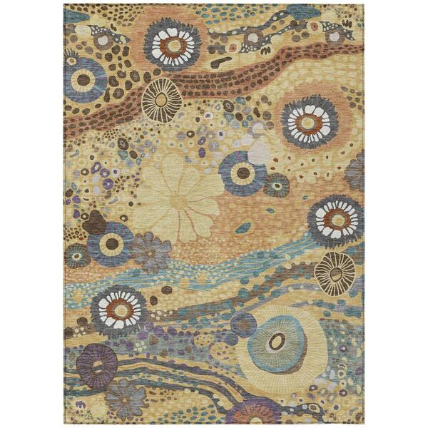 Chantille Machine Washable Indoor/Outdoor Abstract ACN2498 Gold 3 ft. x 5 ft. Area Rug