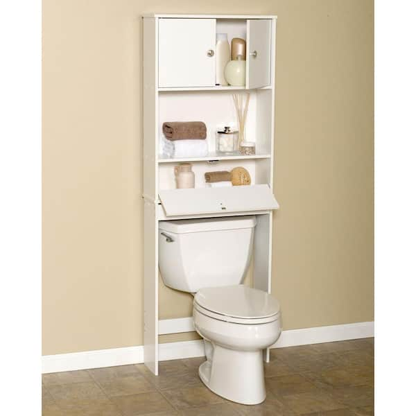 Zenna Home 23 In W X 64 1 2 In H X 7 19 50 In D Over The Toilet Storage Cabinet In White 9401w The Home Depot