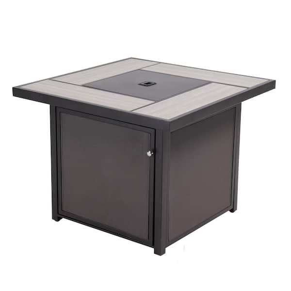 32 in. W x 25 in. H All Iron Teslin Square Gas Fire Pit Table with Pumice Stone
