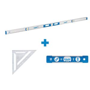 78 in. Aluminum Magnetic I-Beam Level with Aluminum Rafter Square and Torpedo Level