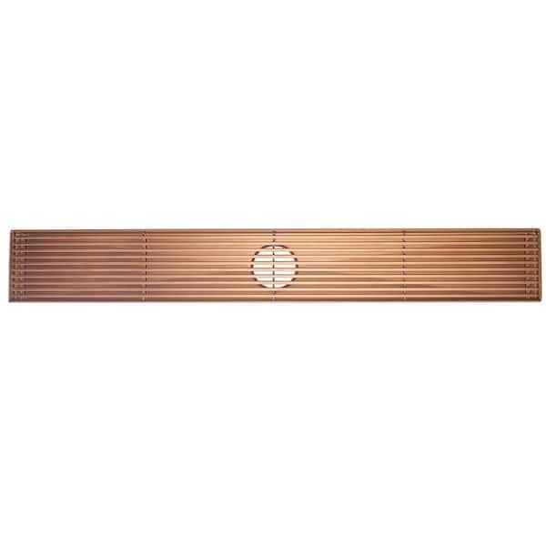 Elegante Drain Collection 24 in. Linear Stainless Steel Shower Drain with Bar Pattern in Rose Gold