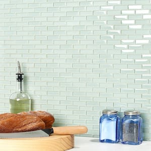 Contempo Seafoam Brick 12 in. x 12 in. Glass Floor and Wall Tile
