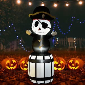 8 ft. Inflatable Pirate Barrel Halloween Decoration with Built-in LED Lights