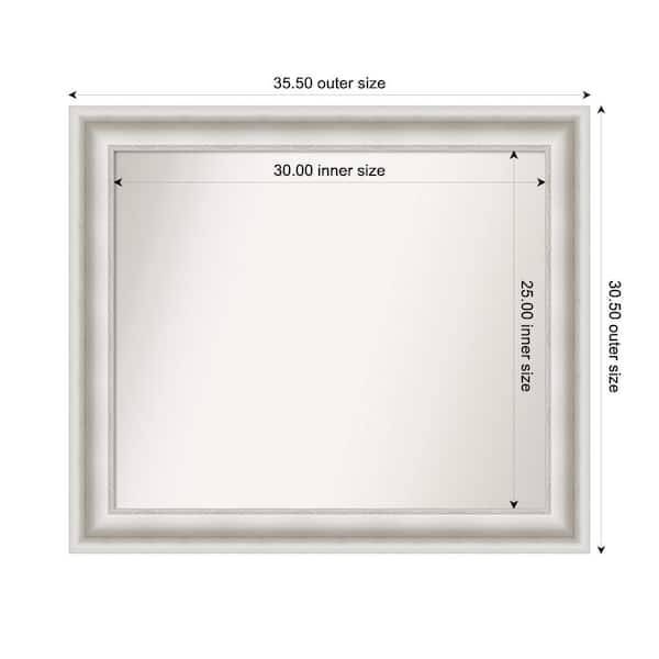 Amanti Art Parlor White 35.5 in. W x 30.5 in. H Custom Non-Beveled Recycled Polystyrene Framed Bathroom Vanity Wall Mirror
