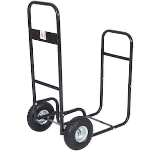 31.5 in. W Heavy Duty Steel Outdoor Firewood Rack Cart with Pneumatic Wheels