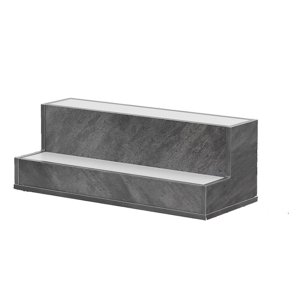 6-Bottle Gray LED Lighted Liquor Bottle Display Shelf Wood 2-Tiers DIY Illuminated Wine Rack with Remote Control