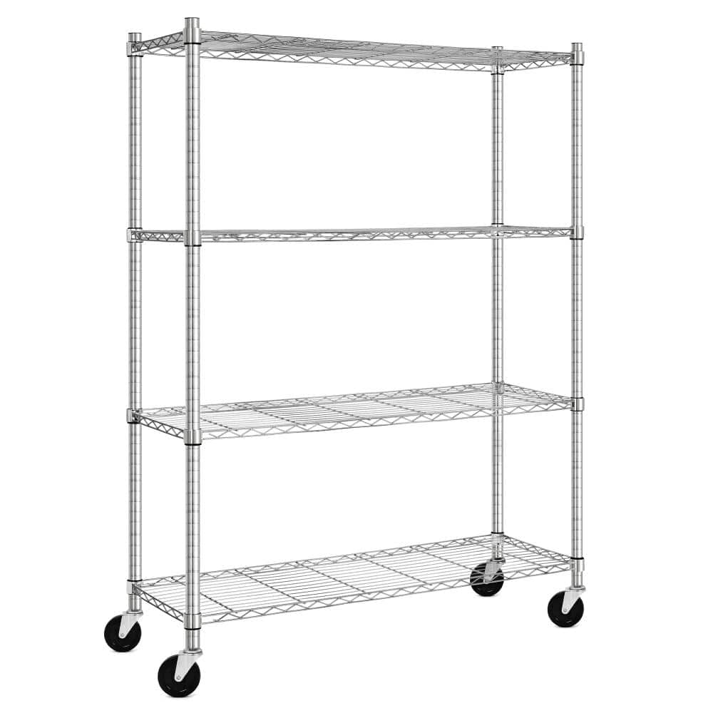 4-Shelf Steel Heavy Duty Rolling Garage Pantry Kitchen Storage Shelving Unit in Chrome (45 in. W x 63 in. H x 16 in. D) price history on PriceWatchPro
