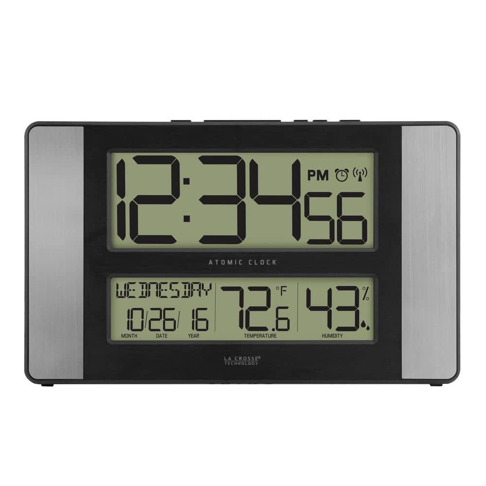 Digital LCD Display Atomic Wall Desk Clock Indoor Outdoor Temperature Meter Home