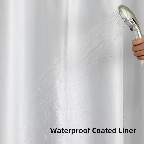 TuKang No Hook Shower Curtain with Snap in Fabric Liner Set, Black