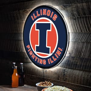 Illinois Fighting Illini: Basketball - Round Slimline Lighted Wall Sign