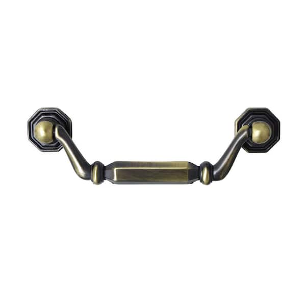 Utopia Alley Suffolk Drop Cabinet Center-to-Center Pull, Antique Brass, 3.8" Center-to-Center