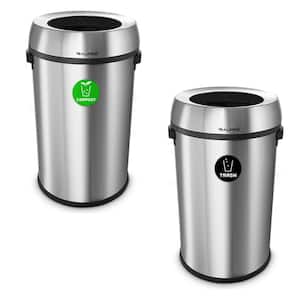 17 Gal. Stainless Steel Open Top Compost and Trash Can (2-Pack)