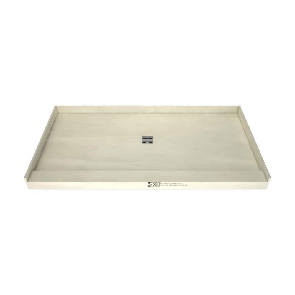 37 In x 72 In Single Curb Tileable Shower Pan with Center Drain and Brushed Nickel Grate price history on PriceWatchPro