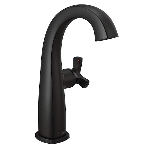 Delta Stryke Mid-Height Single Handle Single Hole Bathroom Faucet in Matte Black
